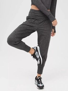Aerie Offline Foldover Joggers Spacedye Grey The Huggers Pockets Small